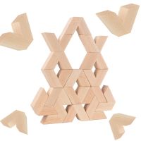 16pcs V Shape Natural Large Wooden 3D Building Blocks Toys Baby Unpaint Wooden Montessori Educational Stacking Blocks Toy Child