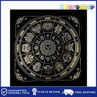 Altar Cloth - Tarot Card Cloth Tarot Cards Table Napkins Black Gold Tablecloth Square Altar Pagan Spiritual Celestial Deck Cloth With Fringes Zodiac Circle Horoscope Signs Signs