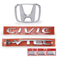 ชุด โลโก้ H+CIVIC+I-Vtec ฝาท้าย ของแท้ 3 ชิ้น สีโครเมี่ยม สำหรับ ฮอนด้า ซีวิค Honda Civic FC 1800cc Turbo Sedan ปี 2016-2020