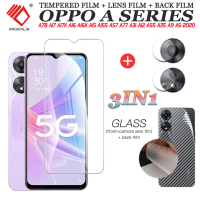 (3 in 1)ฟิมล์กล้อง For OPPO A78 5G A17 A17K A16 A16K A15 A15S A57 A77 A31 A12 A5S A3S A9 A5 2020 ฟิล์มกระจกนิรภัย Tempered Glass ฟิล์มกระจกกันรอยกล้องหลัง+เลนส์กล้องถ่ายรูปฟิล์ม + 3D คาร์บอนไฟเบอร์ด้านหลังฟ