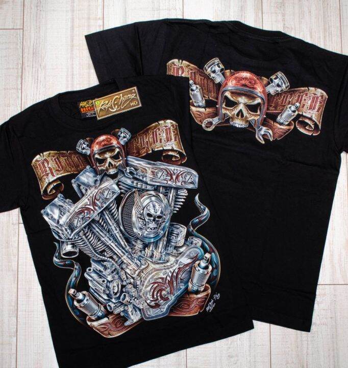 เสื้อยืดเรืองแสง-rock-chang-เสื้อยืด-biker-motorcycles-เรืองแสง