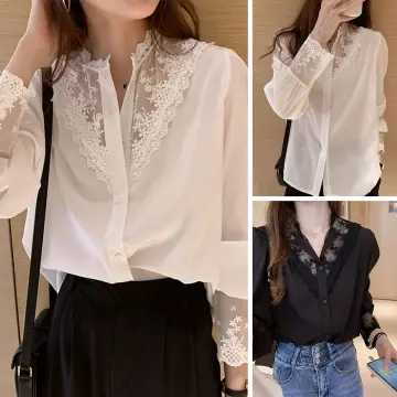 Long Sleeve Blouses Shirts Elegant Spring Autumn Formal OL Style