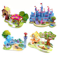 3D DIY Puzzle Jigsaw Model Castle Aircraft Carrier Tank Model Toys Cartoon House Assembly Paper Froth Environment Safety Toys