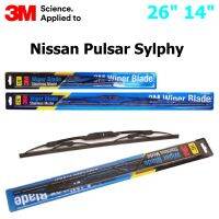 ใบปัดน้ำฝน 3M Stainless Model สำหรับรถกระบะ Nissan Pulsar Sylphy  ขนาดใบ 26"+14" โครงสแตนเลสคุณภาพดี แข็งแรง ทนทาน ราคาประหยัด