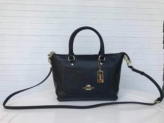 Authentic C.O.A.C.H Mini Emma Satchel Black/Light Gold - F31466 | Lazada PH