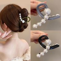 Elegant Pearl Hair Claws Clips Grip Hairpin for Women Girls Summer Headwear Non-Slip Thick Hair Crab Barrette Hair Accessories