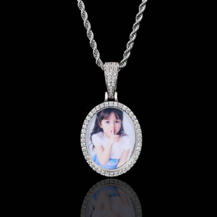 customized-oval-photo-necklace-charm-iced-out-cz-picture-wedding-bridal-memory-frame-pendant