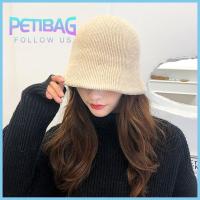 PETIBAG หนาขึ้น หมวกทรงถัง เก็บความอบอุ่น ถักนิตติ้ง หมวกชาวประมงหมวก น่ารักน่ารักๆ หมวกอ่างน้ำ สำหรับผู้หญิง