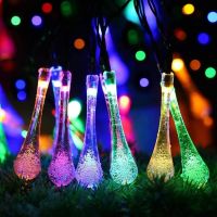 Outdoor Solar Garland Led String Lights Christmas Decorations 2024 Fairy Lights Water Drop 5/6.5M New Year 2024 Festoon Room