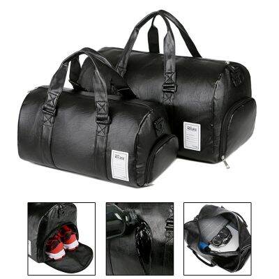 Male Gym Fitness Bags for Man Shoes PU Leather Travel Duffle Waterproof Shoulder Swimming Outdoors Sports Boxing Bags Handbag