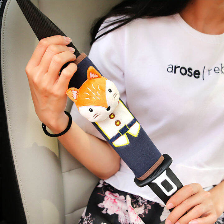 cute-cartoon-car-sefety-seat-belt-cover-child-seat-belt-shoulder-pads-protection-plush-padding-auto-accessories-เข็มขัดนิรภัย