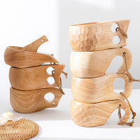 200350Ml กลางแจ้งถ้วยไม้ Kuksa Camping แก้วกาแฟถ้วยชานมแก้ว Acacia Oak Drinkware Bushcraft Artifact Camp Tableware