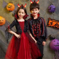 2023 Halloween Costume For Girls Baby Boy Vampire Princess Dress Scarlet Witch Devil Ghost Clothes Vampire Cloak Costume Kids Cosplay