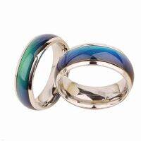 Stainless Steel Ring Change Color Mood Ring Emotional Temperature Fashion Temperature Sensitive Glazed Seven-Color Ring Lamp