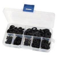 350pcs Hardware Black 7 Sizes Gasket M2 M2.5 M3 M4 M5 M6 M8 Nylon Flat Washer Screw Bolt Gasket Washer Assortment Kit