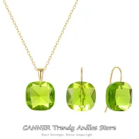 CANNER 925 Sterling Silver Candy Color Ear Studs Female Chain Clearly Zircon Pendant Necklace For Women Summer Beach Party Jewel