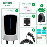 AFAX ฐานสายไฟเครื่องชาร์ต EV 22KW 32A ยานพาหนะไฟฟ้าที่ชาร์จแบตในรถติดผนัง EVSE Wallbox Type 2สายเคเบิล IEC 62196-2