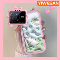 YIWESAN เคสสำหรับ VIVO เคส X80ลายการ์ตูนกระต่ายดอกไม้3D สีสันสดใสกันกระแทกแบบใสเลนส์กล้องถ่ายรูปแบบนิ่มมอนสเตอร์ตัวน้อยเคสมือถือเรียบง่ายฝาครอบป้องกันซิลิโคนความคิดสร้างสรรค์โปร่งใส