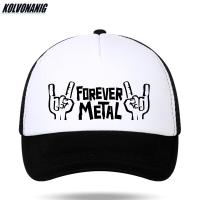 2021 Women Mens Cotton Trucker Hat Forever Metal Rock Electric Guitar Hand Print Mesh Caps Dad Hats Bone Snapback Baseball Cap