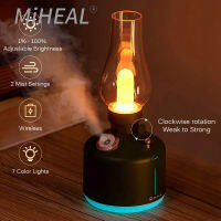 MIHEAL โคมไฟพ่นหมอกชาร์จไฟ USB,LED แบบพกพาตะเกียงตั้งแคมป์ย้อนยุคไม่มีเปลวไฟเต็นท์พร้อมไฟกลางคืนเพิ่มความชื้นในอากาศสำหรับสำนักงานห้องนอนสถานรับเลี้ยงเด็กหอพักเด็กทารก