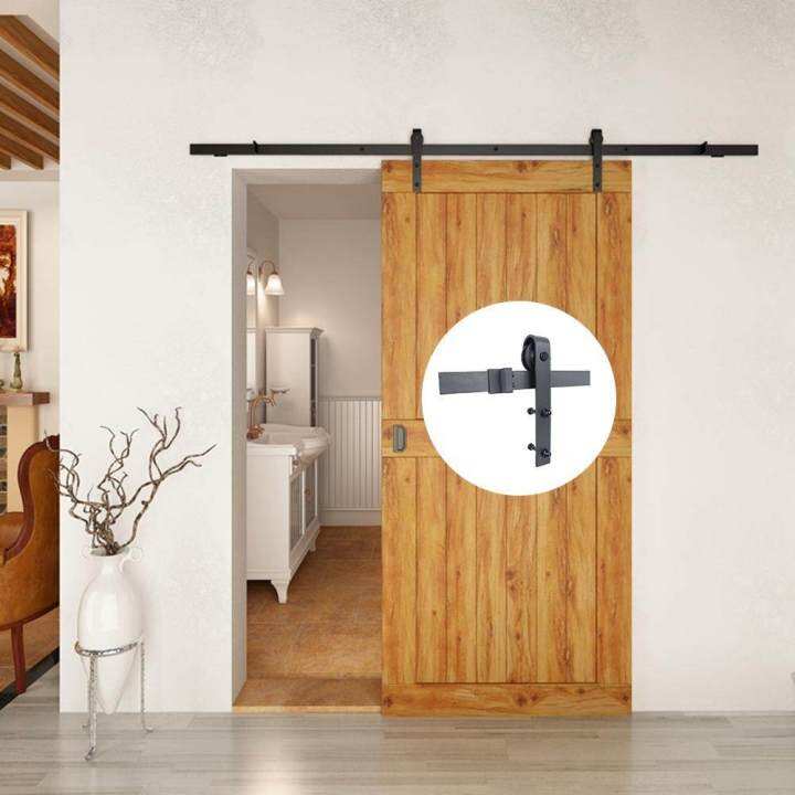 Barn Door Sliding Set 4.9Ft/6Ft/6.6Ft/8 Ft Black Carbon Steel Sliding