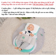 Combo 3 in 1 Gối chống trào ngược 15 độ, đệm ngủ đúng tư thế & Gối chống bẹp đầu cao su non cho bé Babylux (Mã sản phẩm CB01) thumbnail