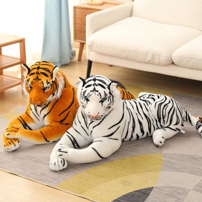 ของเล่นตุ๊กตาเสือคุณภาพสูงเหมือนจริง50-110ซม. สัตว์ป่าจำลองสีขาวเหลืองตุ๊กตาเสือของขวัญของขวัญวันเกิด