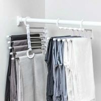 5 In 1 Magic Multifunctional Retractable Stainless Steel Pants Rack Household Trousers Pants Scarf Hanger Closet Rack Layer