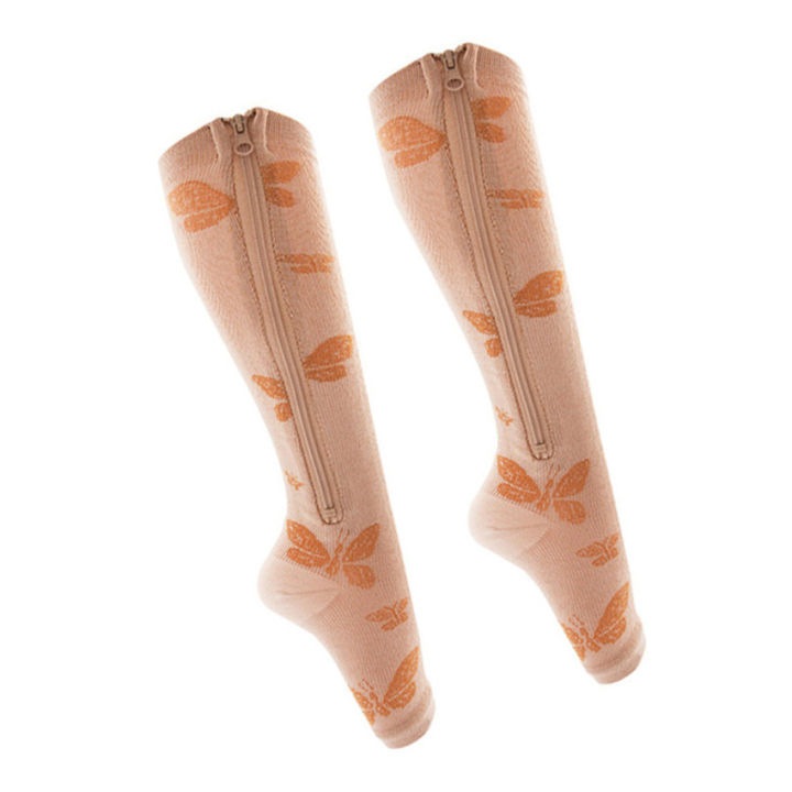 เผาผลาญไขมันถุงเท้าซิปการบีบอัดที่บางเจ้าหญิงนิทราขา-shapper-ถุงเท้าป้องกันถุงเท้าป้องกันเส้นเลือดขอดขนาด-ประมาณ-s-m-33-8cml-xl-36-9cm2xl-39-10ซม-คุณสมบัติและข้อมูลจำเพาะบรรเทาจากปวดขาและบวมถุงเท้ากัน