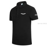 เสื้อโปโลพิมพ์ลายยี่ห้อใหม่ Aston Martin เสื้อโปโล S โปโลแขนสั้นผ้าฝ้ายเสื้อโปโลคอปกแบบลำลองบุรุษ