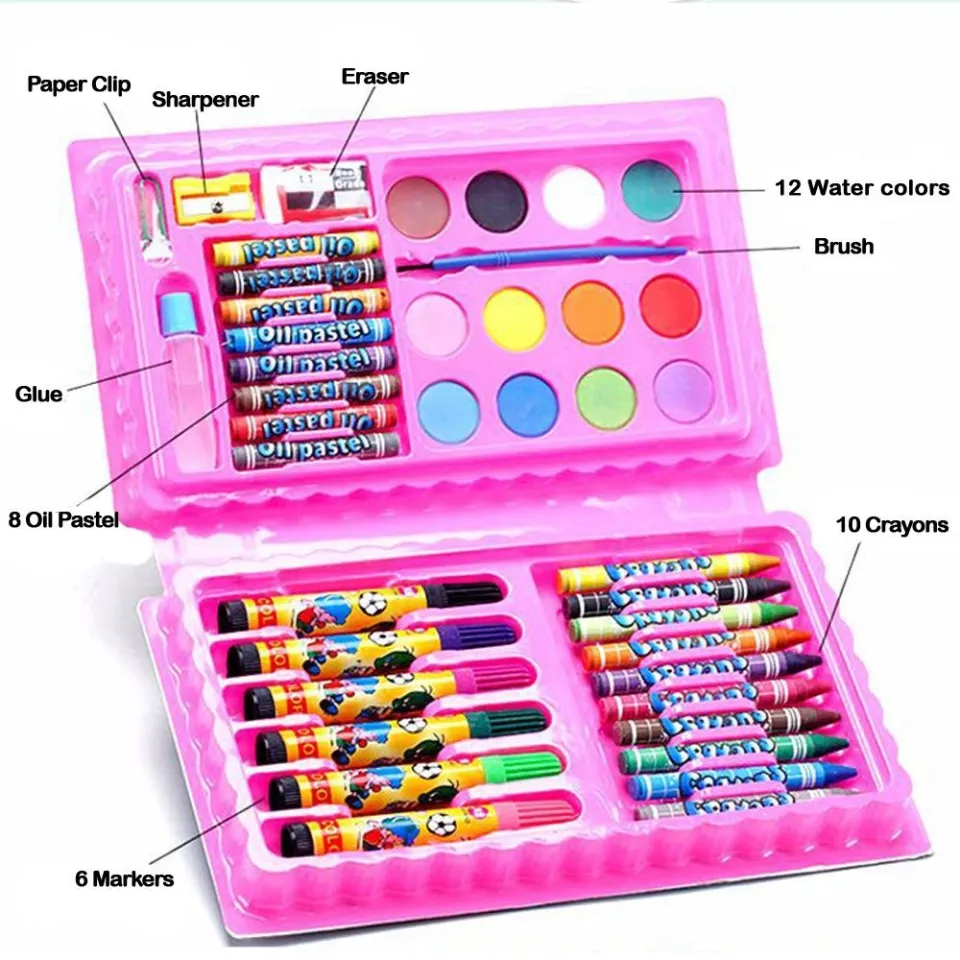 46 Pcs Drawing Set for Kids ,Set with Color Box, Pencil Colors Crayons  Colors Water Color