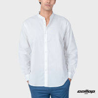 GALLOP : OXFORD CASUAL MANDARIN COLLAR SHIRT เสื้อเชิ๊ตคอจีนแขนยาว รุ่น GW9024 สี White