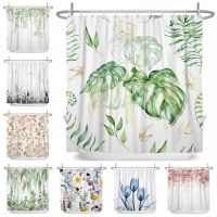 Green Plant Contracted Bathroom Curtain Custom Set Hooks Shower Window Curtains Bath Room Fabrics Products Household Home Shope