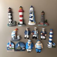 ☢❇♀ Creative Marine Lighthouse Boat Life Buoy Captain Figure Stereo Resin Refrigerator Decoration Kitchen Decoration