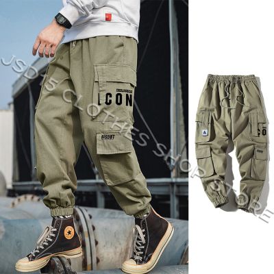 Mens Letter Printed Sport Joggers Pants Male Streetwear Black Cargo Pants Hip Hop Casual Pockets Sweatpants Oversized Trouser