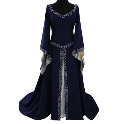 Simple Women S Length Long V-Neck Medieval Dress Comfy Casual Long Sleeve Dresses Cosplay Long Sleeve Maxi Dresses For Women
