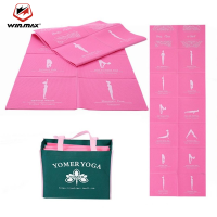 Winmax ใหม่รุ่น 61X173 ซม.พับเสื่อโยคะ PVC หนาแบบพกพาลื่นเสื่อออกกำลังกายสองด้านพื้นผิวพร้อมกระเป๋า