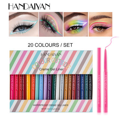 Handaiyan Colored Eyeliner Set Waterproof Eyeliner Pencil Long Lasting Waterproof Anti-sweat Eye Liner Cream Cosmetics Tools