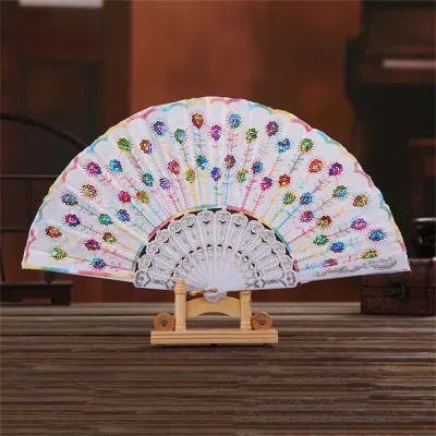 Oriental Fan Collection Festive Fan Decor Spanish Style Fan Party Plastic Silk Fan Multicolor Hand Held Fan