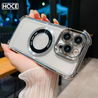 โปร่งใสเคลือบอิเล็คโทรเพลท HOCE สำหรับ Magsafe เคสโทรศัพท์ชาร์จไร้สายสำหรับ iPhone 11 12 13 14 Pro Max 14 Plus ฝาครอบกันกระแทก