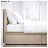 เตียงนอน Bed frame โครงเตียงสูงพร้อมกล่องเก็บของ 2 ใบ MALM มาล์ม