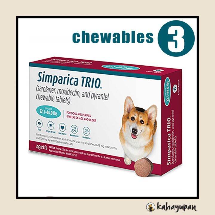 Simparica TRIO Anti Tick, Flea, Mange, Heartworm and Dewormer for 10 ...