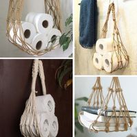 【YD】 Hanging Cotton Rope Toilet Paper Holder Mesh Storage Wall Mounted Tissue for Magazine Books Hotel Pockets