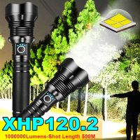 【ใหม่ขายร้อน】〄JIMI☞ ไฟฉายซูมไฟฉาย LED ทรงพลัง XHP120.2 1000000ลูเมน IPX65ไฟฉายหัวหลอดไฟยุทธวิธียูเอสบีแบบชาร์จและแบบพกพาได้