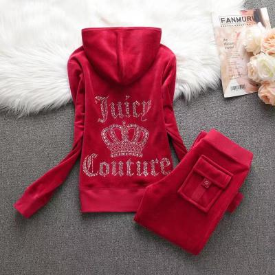 2023 Velour Spring And Autumn Sportswear Two-Piece Fashion Suit S-3XL Velvet Women Tracksuit juicy coutoure tracksuit