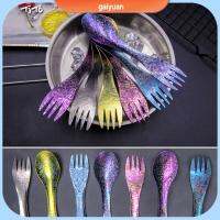 GAIYUAN ด้านสิ่งแวดล้อม เครื่องประดับ แบบพกพา ช้อนส้อมปิคนิค Camping Traval TiTo Titanium Spork เครื่องครัวกลางแจ้ง