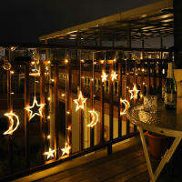 4M Moon Star Curtain Lights USB Battery LED String Fairy Lights Birthday Wedding Happy Eid Party Decor Kids Rooms Night Lamp