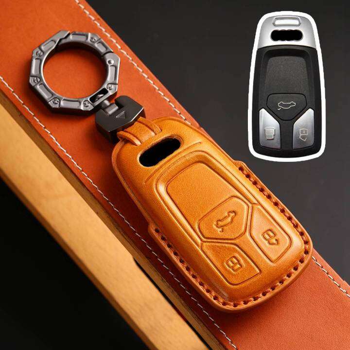 luxury-real-leather-car-key-case-cover-fob-holder-for-audi-a6-a4l-a5-a7-a8l-q7-q8-q3-a3-keyring-pouch-shell-keychain-protector