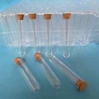 【YF】✉☄  200Pcs 18x100mm Plastic Test Tubes Vials With Corks CapsWedding Favor Tube School Lab Supplies