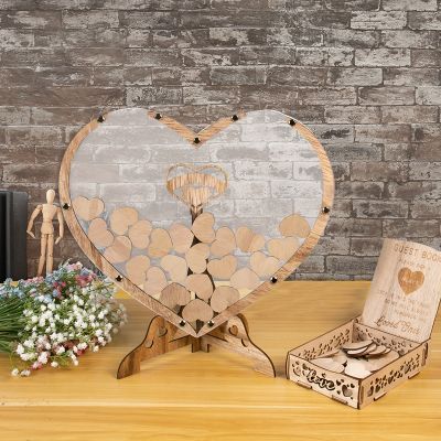 Rustic Wedding Guest Book Alternative Heart Shape Sign in Drop Box for Wedding Wooden Love Guestbook Signature Gift Decor
